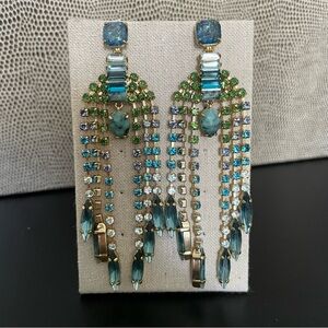 Stella & Dot Chandelier Earrings Blue Multi NWT